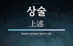 상술 뜻: 윗부분이나 앞부분에서 말하거나 적음.