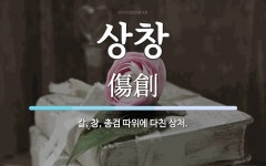 상창 뜻: 칼, 창, 총검 따위에 다친 상처.