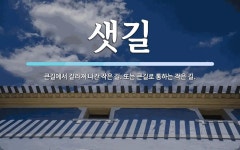 샛길 뜻: 큰길에서 갈라져 나간 작은 길. 또는 큰길로 통하는 작은 길.