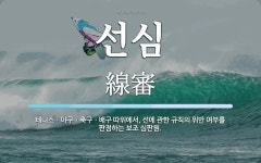 선심 뜻: 테니스ㆍ야구ㆍ축구ㆍ배구 따위에서, 선에 관한 규칙의 위반 여부를 판정하는 보조 심판원.