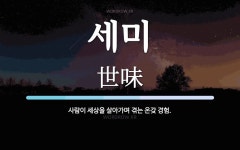 세미 뜻: 사람이 세상을 살아가며 겪는 온갖 경험.