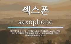 섹스폰 뜻: 목관 악기의 하나. 18~20개의 스톱과 하나의 리드(reed)가 있다. 부드럽고 감미로운
