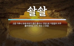 솰솰 뜻: 고운 가루나 모래 따위가 좁은 틈이나 구멍으로 거침없이 자꾸 흘러내리는 소리. 또는 그 모