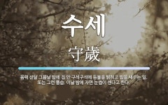 수세 뜻: 음력 섣달 그믐날 밤에 집 안 구석구석에 등불을 밝히고 밤을 새우는 일. 또는 그런 풍습.