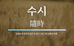 수시 뜻: 일정하게 정하여 놓은 때 없이 그때그때 상황에 따름.