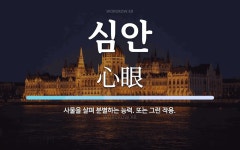 심안 뜻: 사물을 살펴 분별하는 능력. 또는 그런 작용.