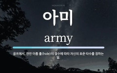 아미 뜻: 골프에서, 전반 아홉 홀(hole)의 점수에 따라 자신의 표준 타수를 정하는 일.