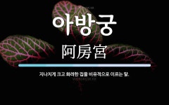 아방궁 뜻: 지나치게 크고 화려한 집을 비유적으로 이르는 말.