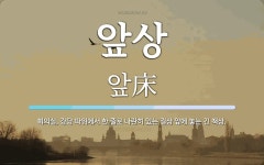 앞상 뜻: 회의실, 강당 따위에서 한 줄로 나란히 있는 걸상 앞에 놓는 긴 책상.