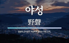 야성 뜻: 짐승의 소리같이 괴상하게 들리는 거친 소리.