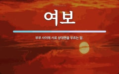 여보 뜻: 부부 사이에 서로 상대편을 부르는 말.