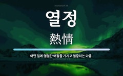 열정 뜻: 어떤 일에 열렬한 애정을 가지고 열중하는 마음.