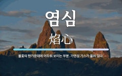 염심 뜻: 불꽃의 한가운데에 어두워 보이는 부분. 가연성 가스가 몰려 있다.