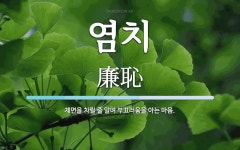 염치 뜻: 체면을 차릴 줄 알며 부끄러움을 아는 마음.