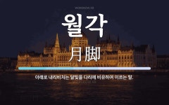 월각 뜻: 아래로 내리비치는 달빛을 다리에 비유하여 이르는 말.