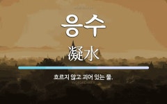 응수 뜻: 흐르지 않고 괴어 있는 물.