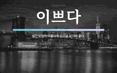 이쁘다 뜻: 생긴 모양이 아름다워 눈으로 보기에 좋다.