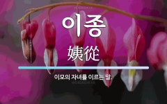 이종 뜻: 이모의 자녀를 이르는 말.