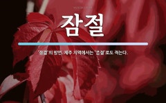 잠절 뜻: ‘잠결’의 방언. 제주 지역에서는 ‘\uf204절’로도 적는다.