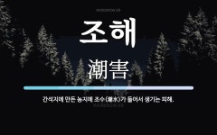 조해산업디앤엠 | 조해 뜻: 간석지에 만든 농지에 조수(潮水)가 들어서 생기는 피해.