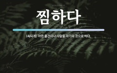 찜하다 뜻: (속되게) 어떤 물건이나 사람을 자기의 것으로 하다.