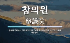 참의원 뜻: 양원제 국회에서, 민의원과 함께 국회를 구성하는 의원. 미국의 상원에 해당한다.