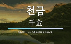 천금 뜻: 많은 돈이나 비싼 값을 비유적으로 이르는 말.