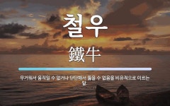 철우 뜻: 무거워서 움직일 수 없거나 단단해서 뚫을 수 없음을 비유적으로 이르는 말.