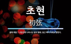초현 뜻: 음력 매달 7~8일경에 나타나는 달의 형태. 둥근 쪽이 아래로 향한다.