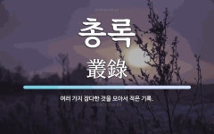 총록 뜻: 여러 가지 잡다한 것을 모아서 적은 기록.