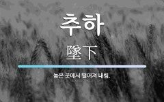 추하 뜻: 높은 곳에서 떨어져 내림.