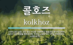 콜호즈 뜻: 소련의 집단 농장. 모든 생산 수단을 사회화하고 협동조합 형식에 의하여 농민이 집단 경영을