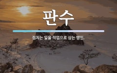 판수 뜻: 점치는 일을 직업으로 삼는 맹인.