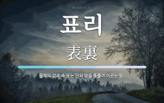 표리 뜻: 물체의 겉과 속 또는 안과 밖을 통틀어 이르는 말.