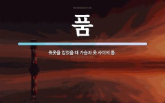 품 뜻: 윗옷을 입었을 때 가슴과 옷 사이의 틈.