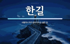 한길 뜻: 사람이나 차가 많이 다니는 넓은 길.