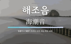 해조음 뜻: 밀물이나 썰물이 흐르는 소리. 또는 파도 소리.