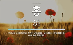 홍 뜻: 우리나라 성(姓)의 하나. 본관은 남양(南陽), 풍산(豊山), 개령(開寧) 등 40여 본이