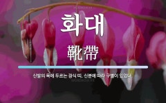 화대 뜻: 신발의 목에 두르는 장식 띠. 신분에 따라 구별이 있었다.