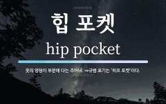 힙 포켓 뜻: 옷의 엉덩이 부분에 다는 주머니. ⇒규범 표기는 ‘히프 포켓’이다.