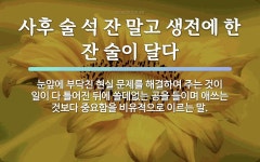 속담: 사후 술 석 잔 말고 생전에 한 잔 술이 달다
