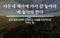 속담: 사돈네 제사에 가서 감 놓아라 배 놓아라 한다