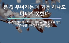속담: 큰 집 무너지는 데 기둥 하나도 버티지 못한다