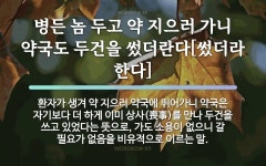 속담: 병든 놈 두고 약 지으러 가니 약국도 두건을 썼더란다[썼더라 한다]