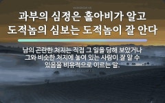 속담: 과부의 심정은 홀아비가 알고 도적놈의 심보는 도적놈이 잘 안다