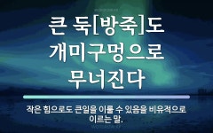 속담: 큰 둑[방죽]도 개미구멍으로 무너진다