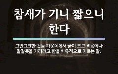 속담: 참새가 기니 짧으니 한다