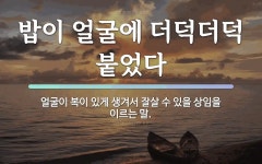 속담: 밥이 얼굴에 더덕더덕 붙었다