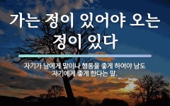 속담: 가는 정이 있어야 오는 정이 있다