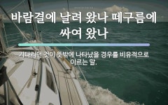 속담: 바람결에 날려 왔나 떼구름에 싸여 왔나